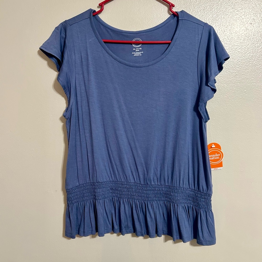 Wonder Nation Blue Ruffle, Elastic Waist Top. Size: XL Plus